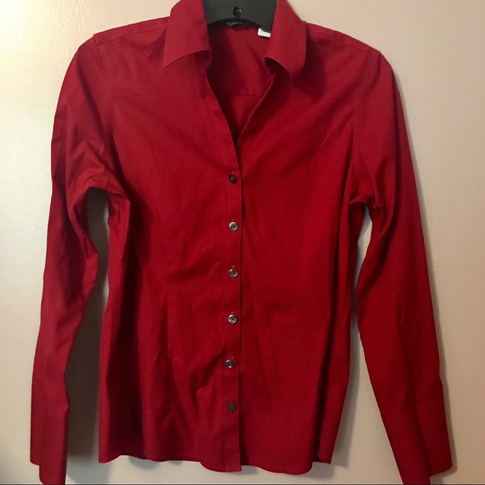 Eddie Bauer Women’s Solid Red Button Down Shirt
